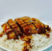 Roast Duck Chinese Style with BBQ Sauce Top Boiled Rice